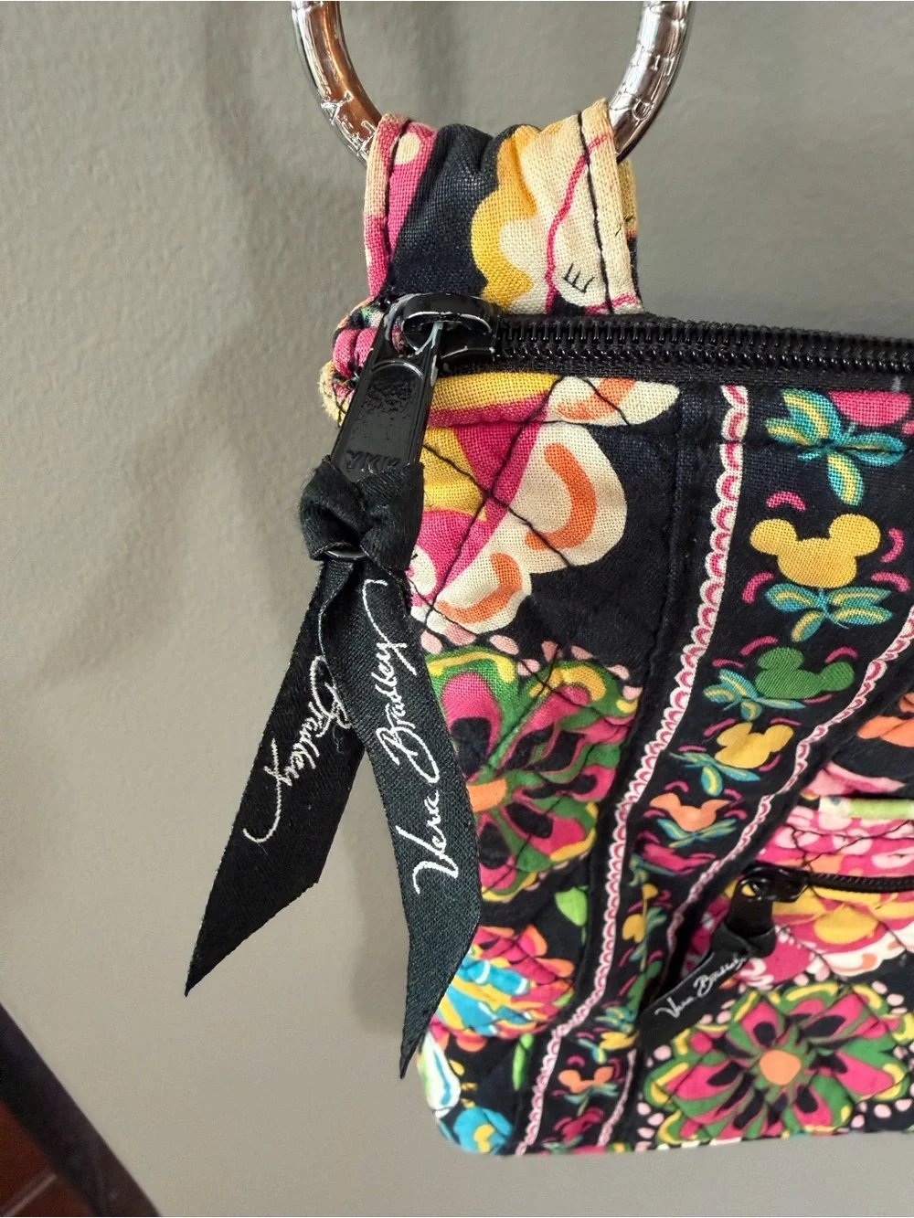 Vera Bradley Black Multicolor Mickey & Friends Quilted Crossbody